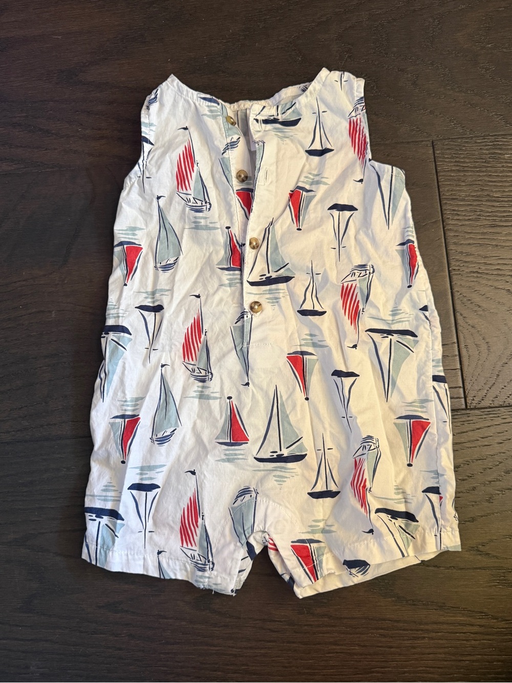 Carter’s Boys White Nautical Sailboat Print Shorts onesie